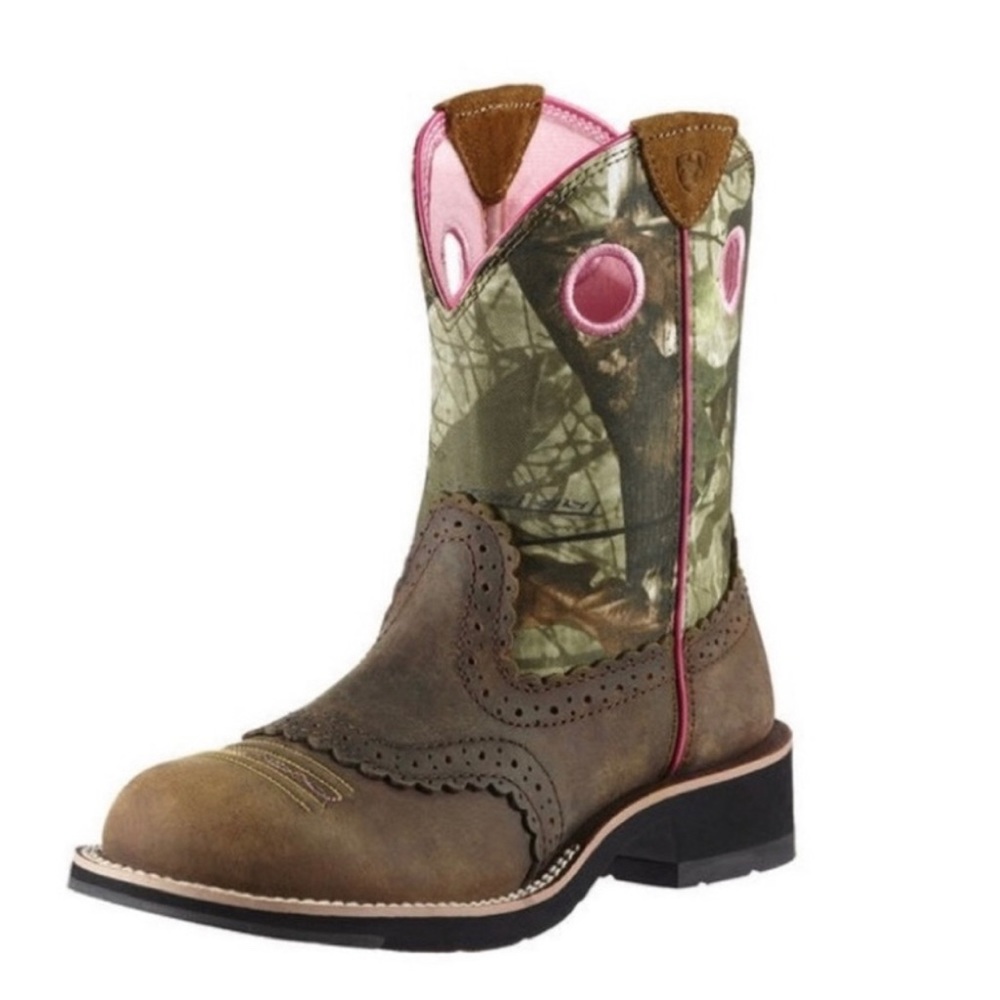Preloved Ariat Women's Fatbaby Round Toe Brown Camo Cowgirl Boots